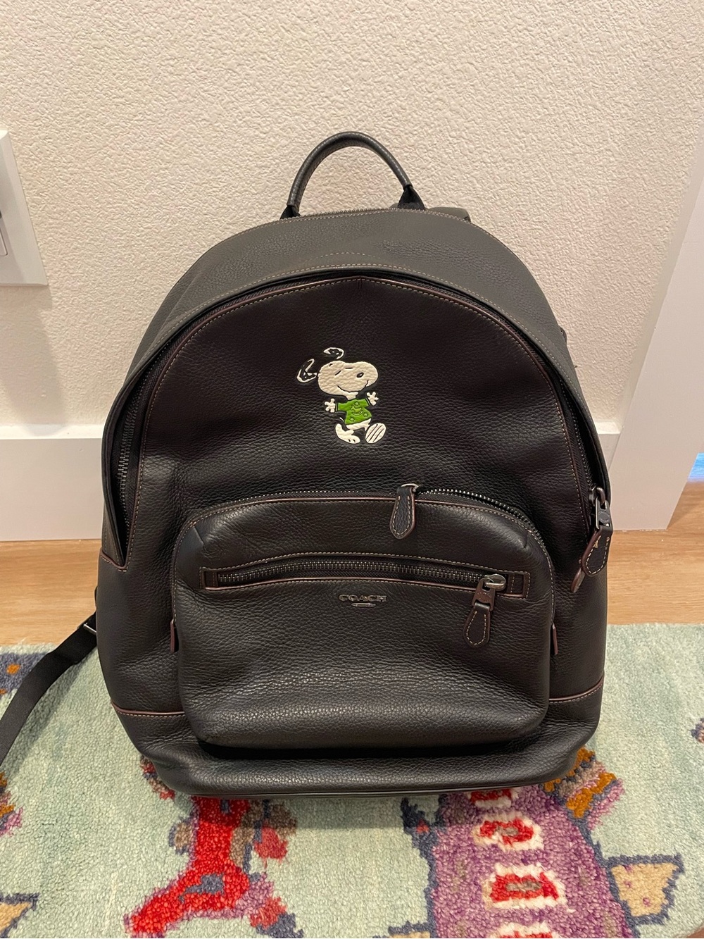 Coach x Peanuts Snoopy Men’s Black Leather Backpack Great Condition